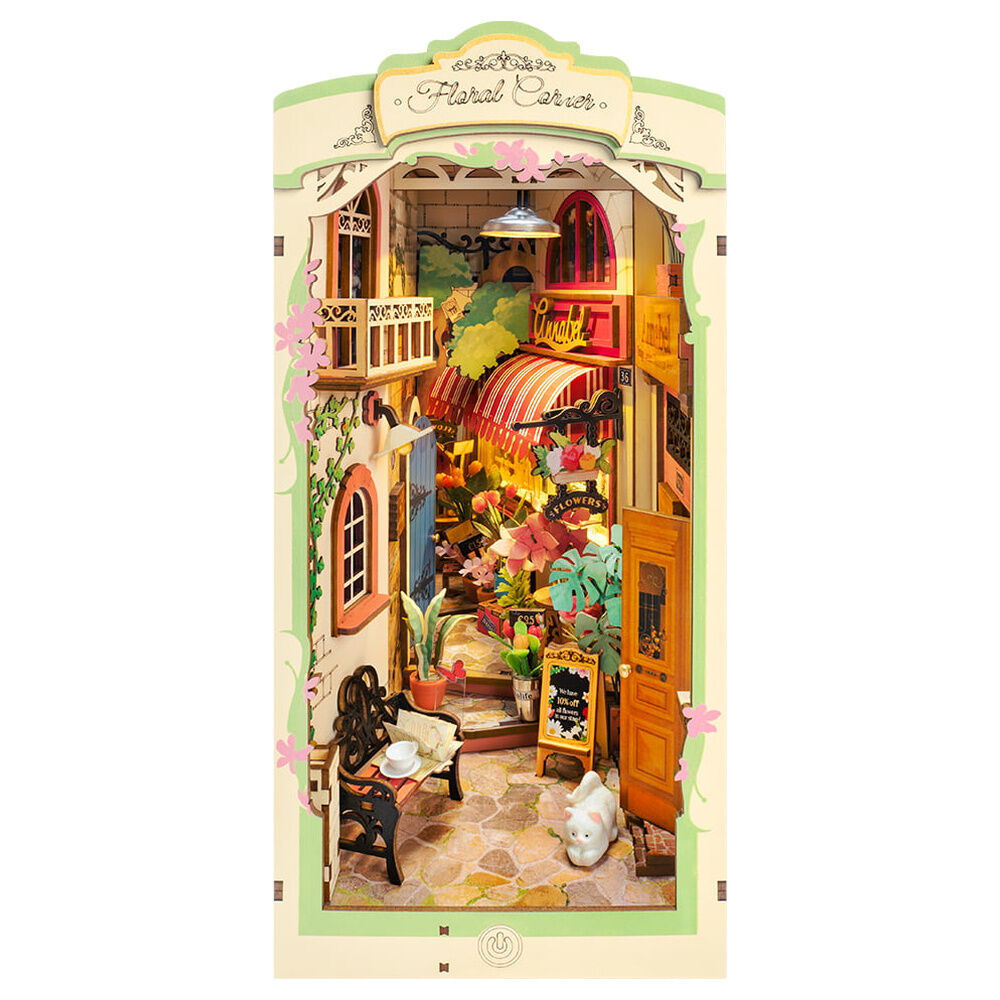 Book nook Floral Corner de ROBOTIME Rolife con floristería en miniatura y LED