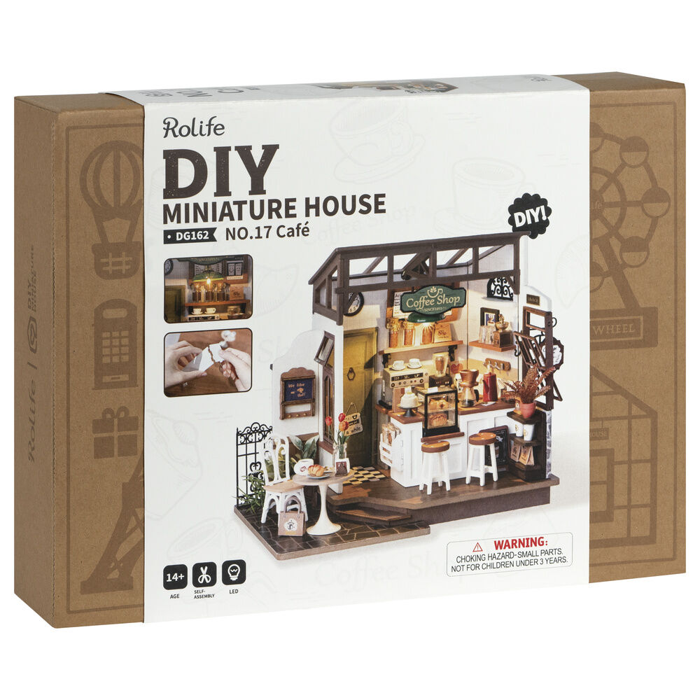 Maqueta DIY ROBOTIME de cafetería en miniatura - 13