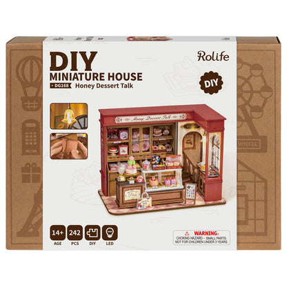 Maqueta en miniatura Honey Dessert Talk de una pastelería parisina con iluminación LED - 5