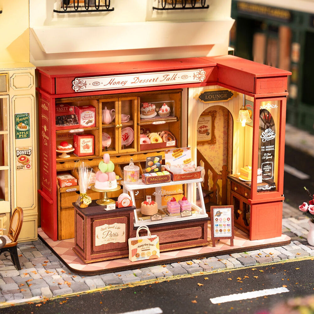 Maqueta en miniatura Honey Dessert Talk de una pastelería parisina con iluminación LED - 2
