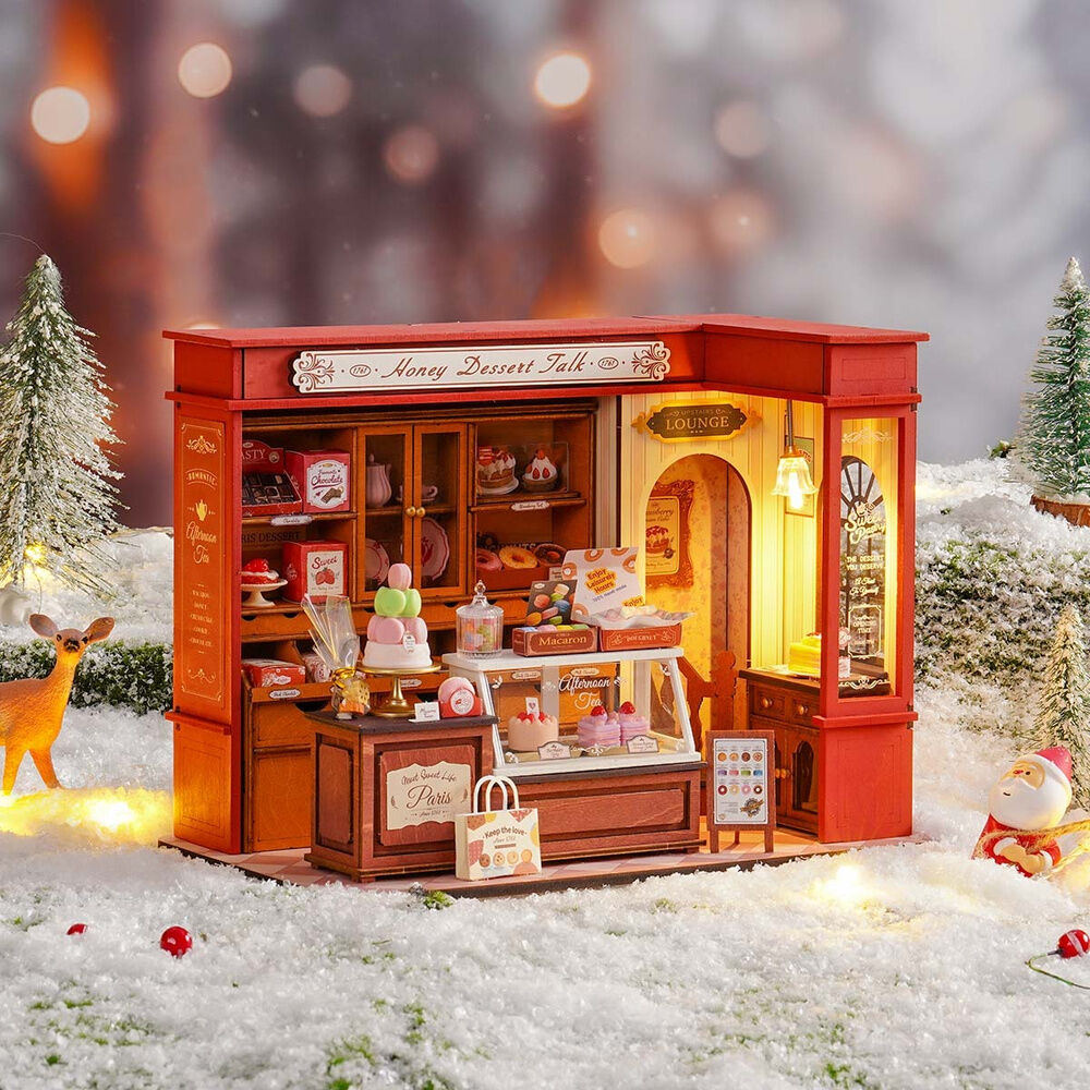 Maqueta en miniatura Honey Dessert Talk de una pastelería parisina con iluminación LED - 9