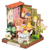 Maqueta en miniatura Fancy Tea Yard con jardín de té y merienda