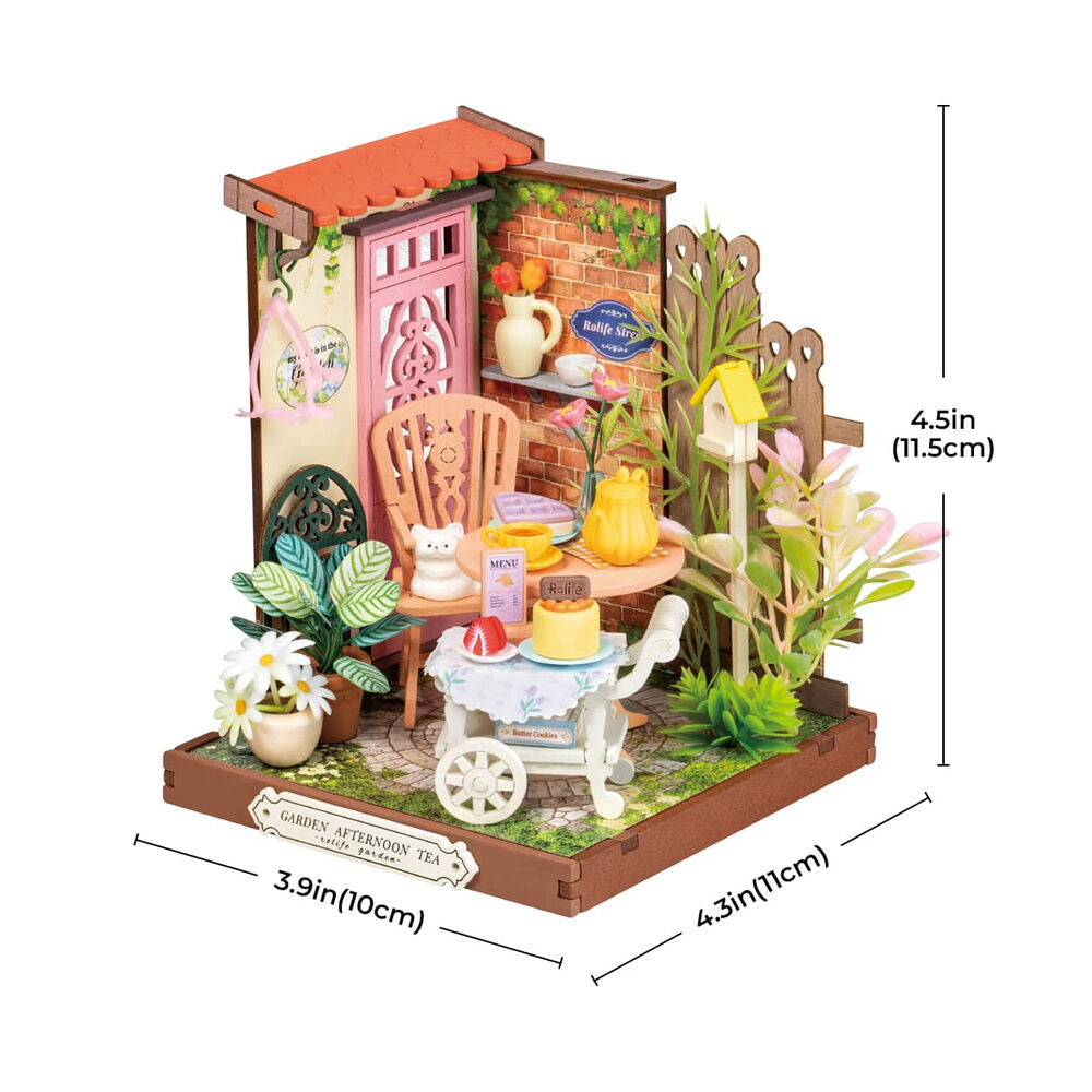 Maqueta en miniatura Fancy Tea Yard con jardín de té y merienda - 6