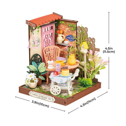 Maqueta en miniatura Fancy Tea Yard con jardín de té y merienda - 6