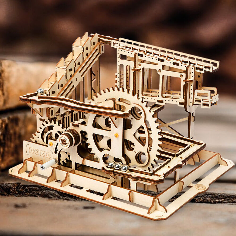 Maqueta ROBOTIME de montaña rusa de madera con engranajes - 4