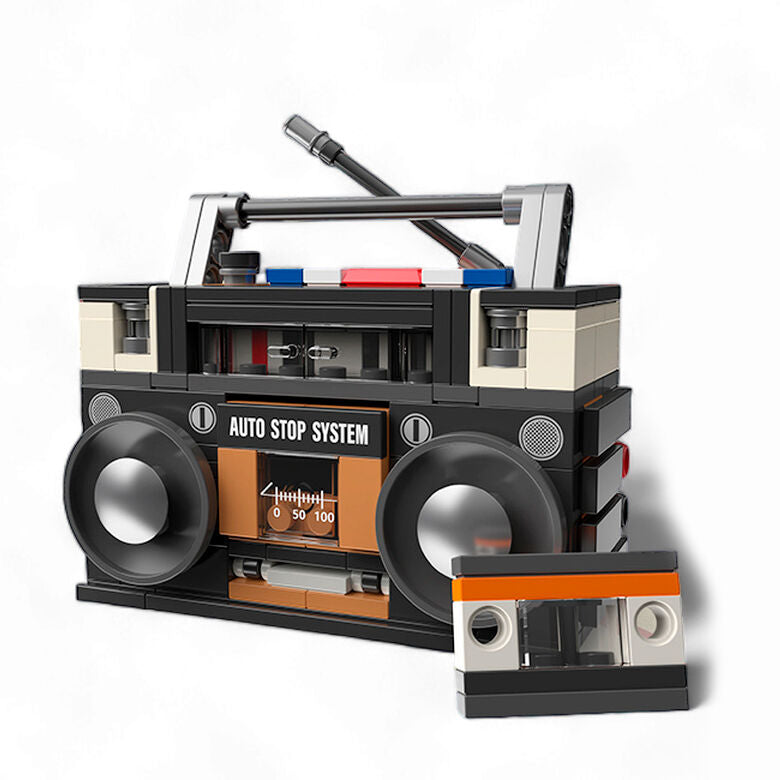 Radio cassette retro de construcción MADNESSTOYS con cinta desmontable
