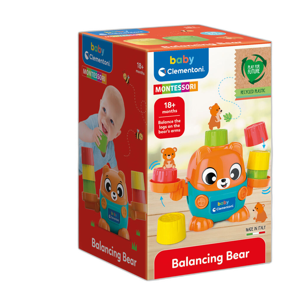 Balanza Osito Montessori Clementoni con tronquitos de colores