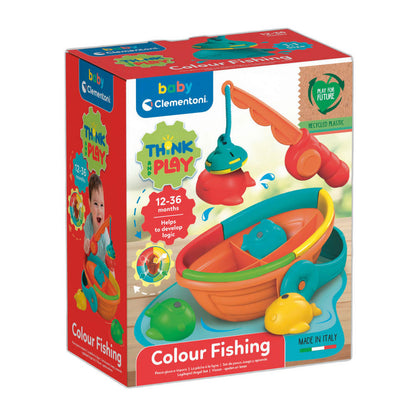 Juego de pesca Clementoni con caña magnética, cuatro peces y bote flotante