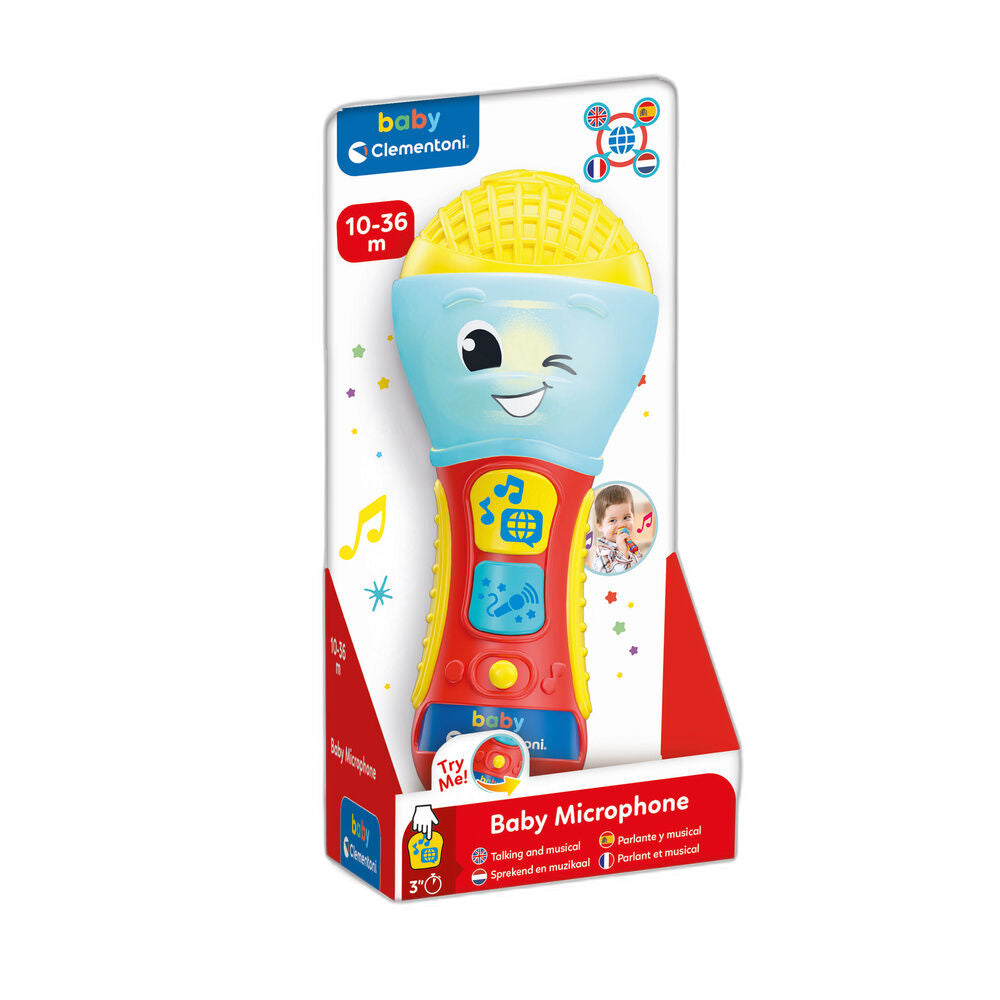 Micrófono infantil Clementoni Baby azul, rojo y amarillo