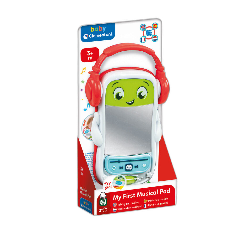 Mi Primer Pod Musical Clementoni con auriculares rojos, luces y espejo