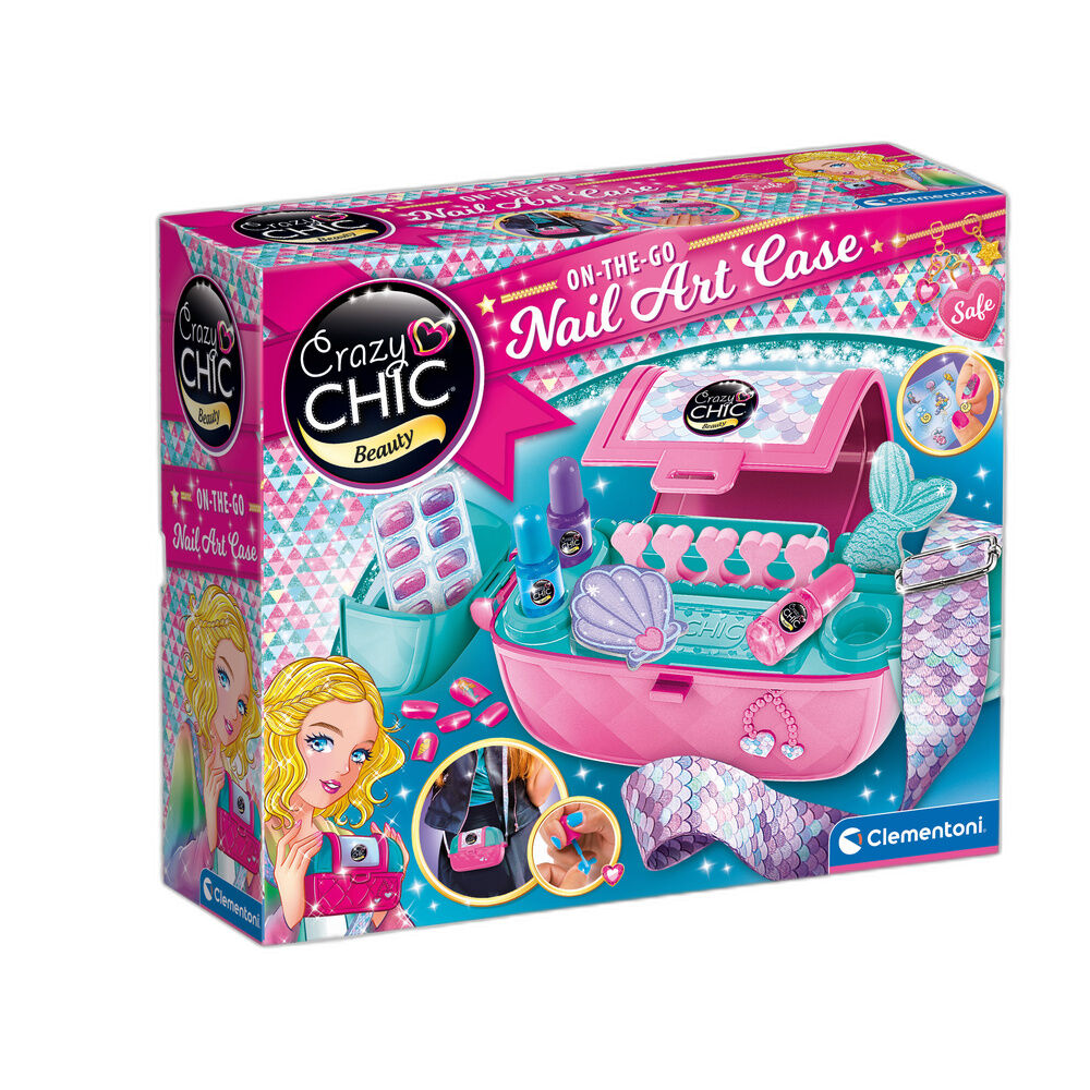 Estuche Clementoni Crazy Chic Nail Art Case rosa para diseños de uñas