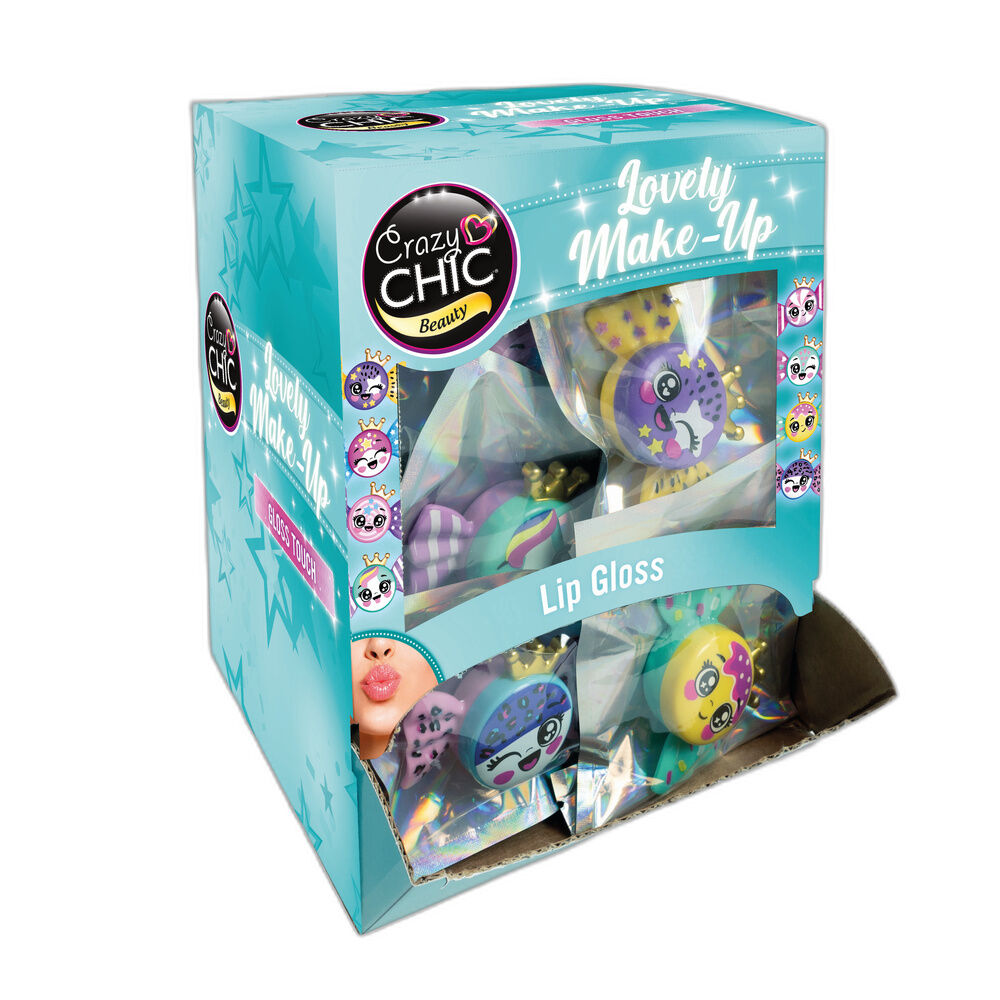 Brillos de labios Candies Crazy Chic surtidos con diseños de cachorros y coronas doradas