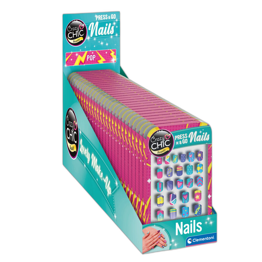 Set de Uñas Pop Crazy Chic de Clementoni con diseños coloridos