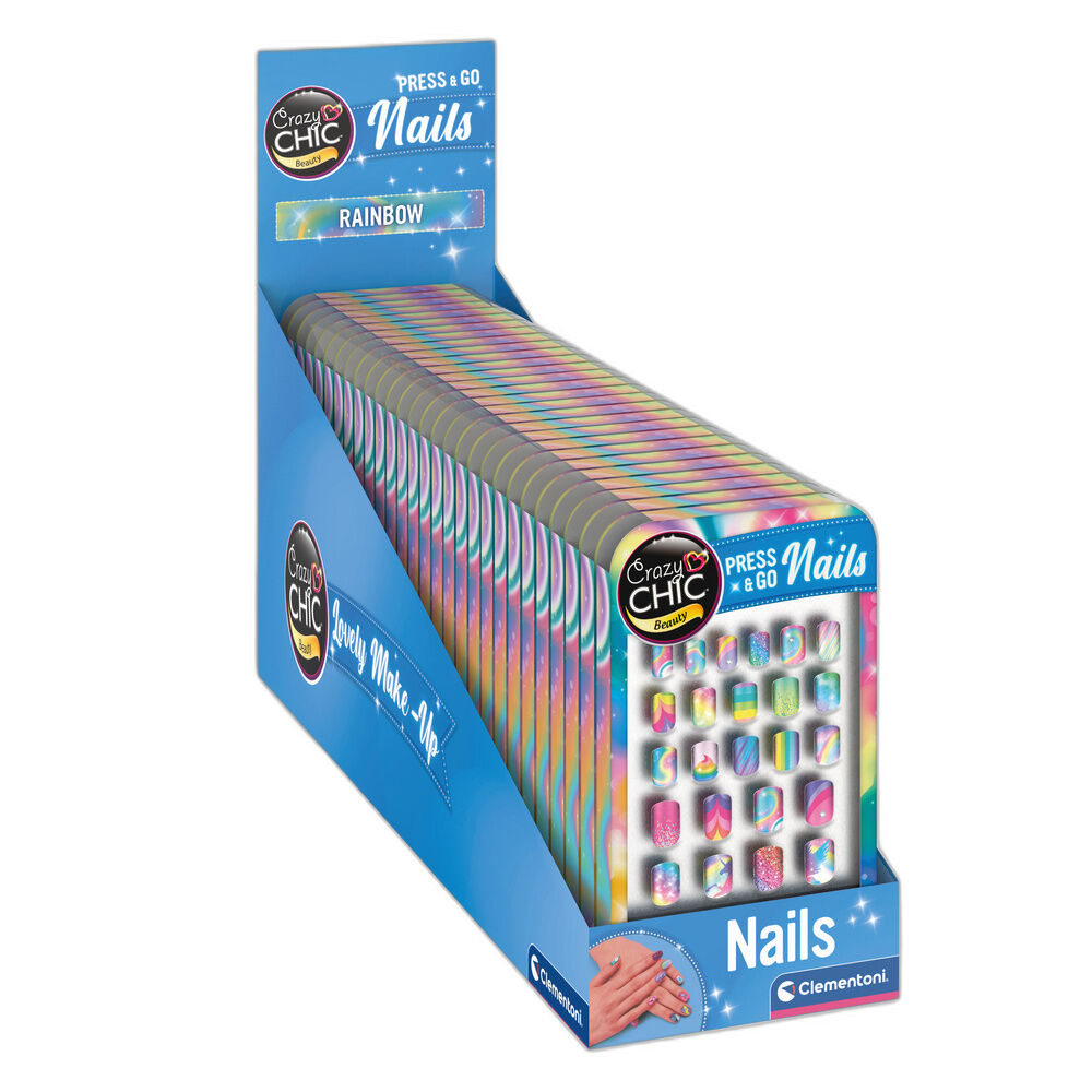 Set de uñas Rainbow Crazy Chic Press & Go de Clementoni