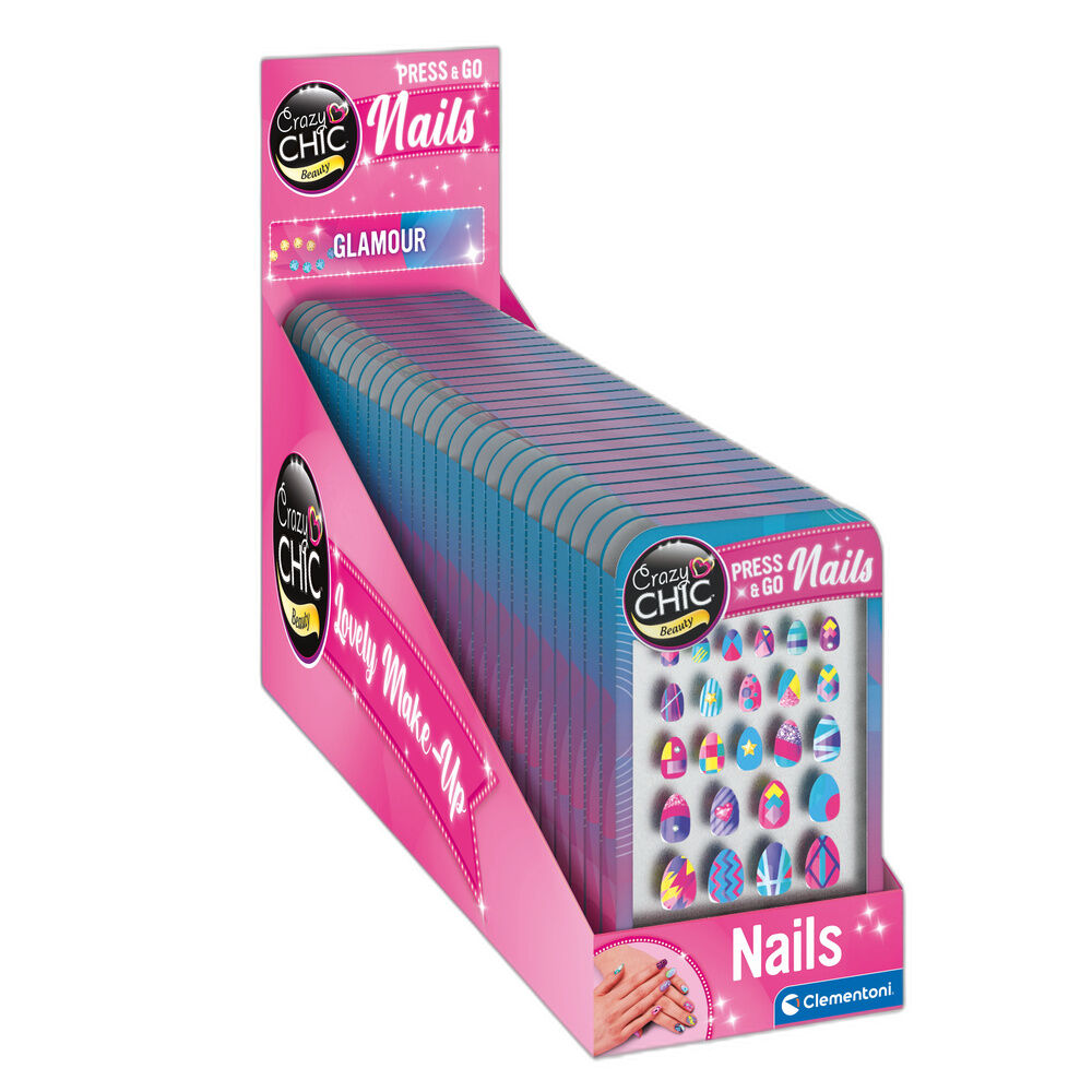Set de uñas Glamour Crazy Chic Press & Go de Clementoni