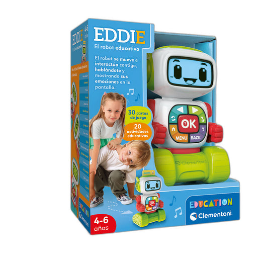 Robot educativo Eddie de Clementoni con tarjetas y pantalla