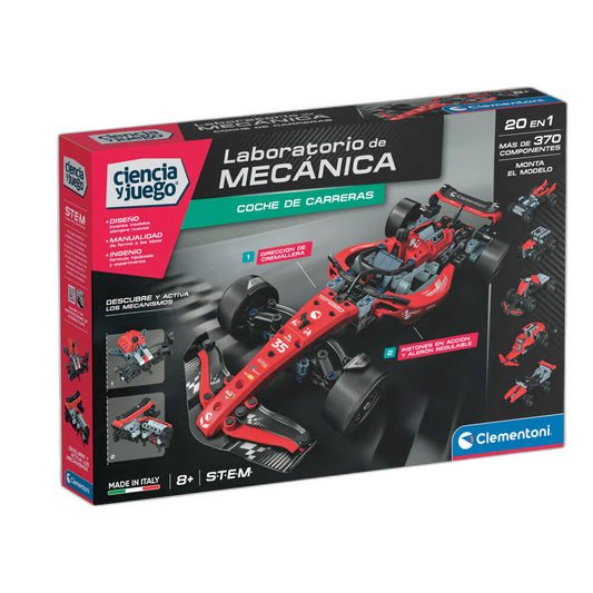 Kit Clementoni Mechanics para construir un coche de carreras rojo