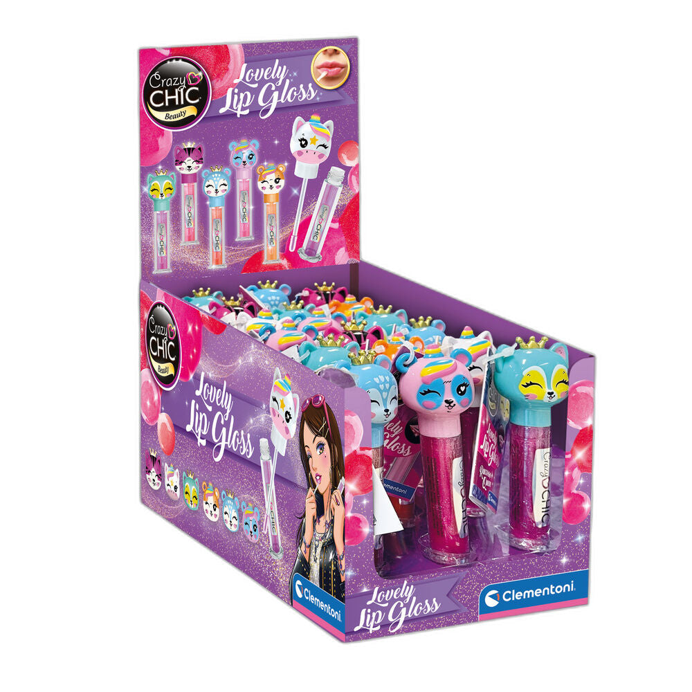 Brillo de labios Clementoni Crazy Chic Animals con diseño de animal y corona dorada