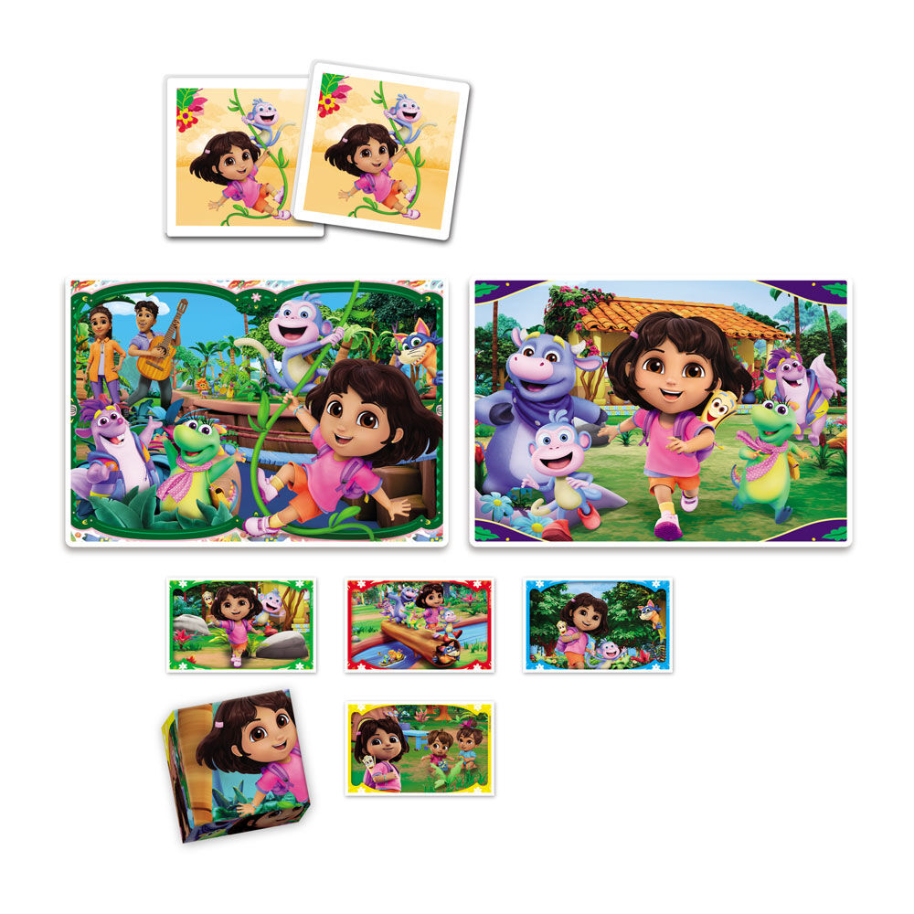 Edukit 4 en 1 de Dora la Exploradora Clementoni con puzzles, memo y cubos - 2