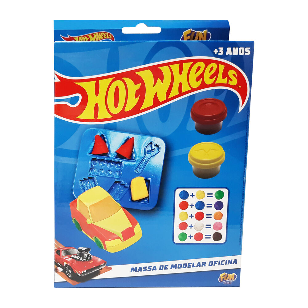 Set Taller Mecánico Hot Wheels con seis botes de plastilina