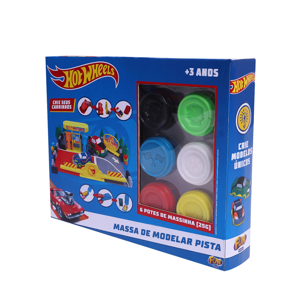 Pista de plastilina Hot Wheels con botes de colores