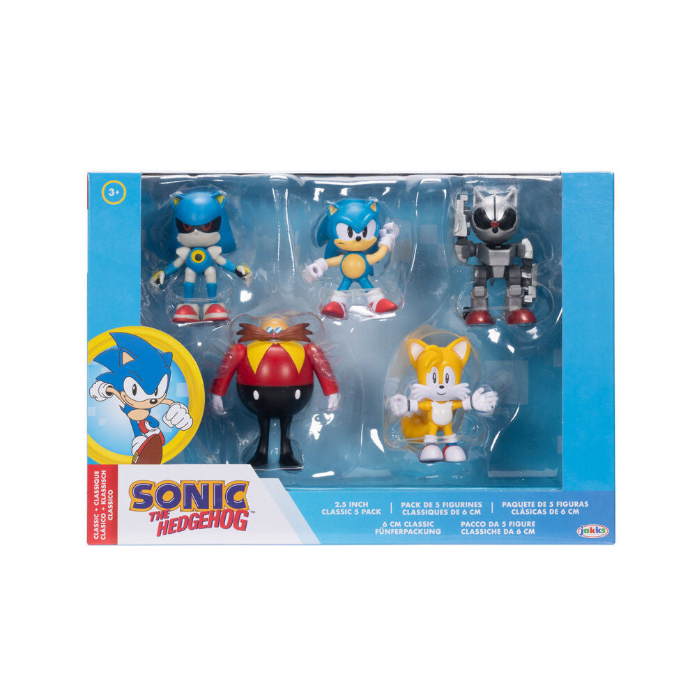 Blíster con cinco figuras clásicas de Sonic The Hedgehog de 6 cm - 12
