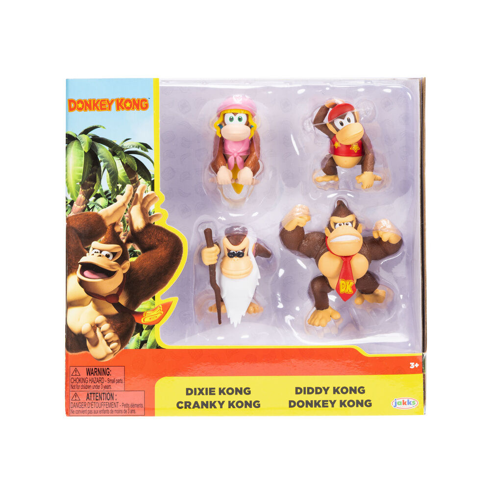 Blíster con cuatro figuras Donkey Kong de 6 cm