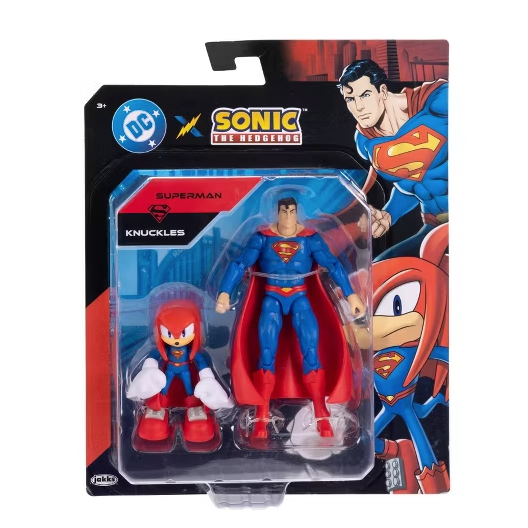 Blíster con figuras de Superman y Knuckles de Sonic The Hedgehog