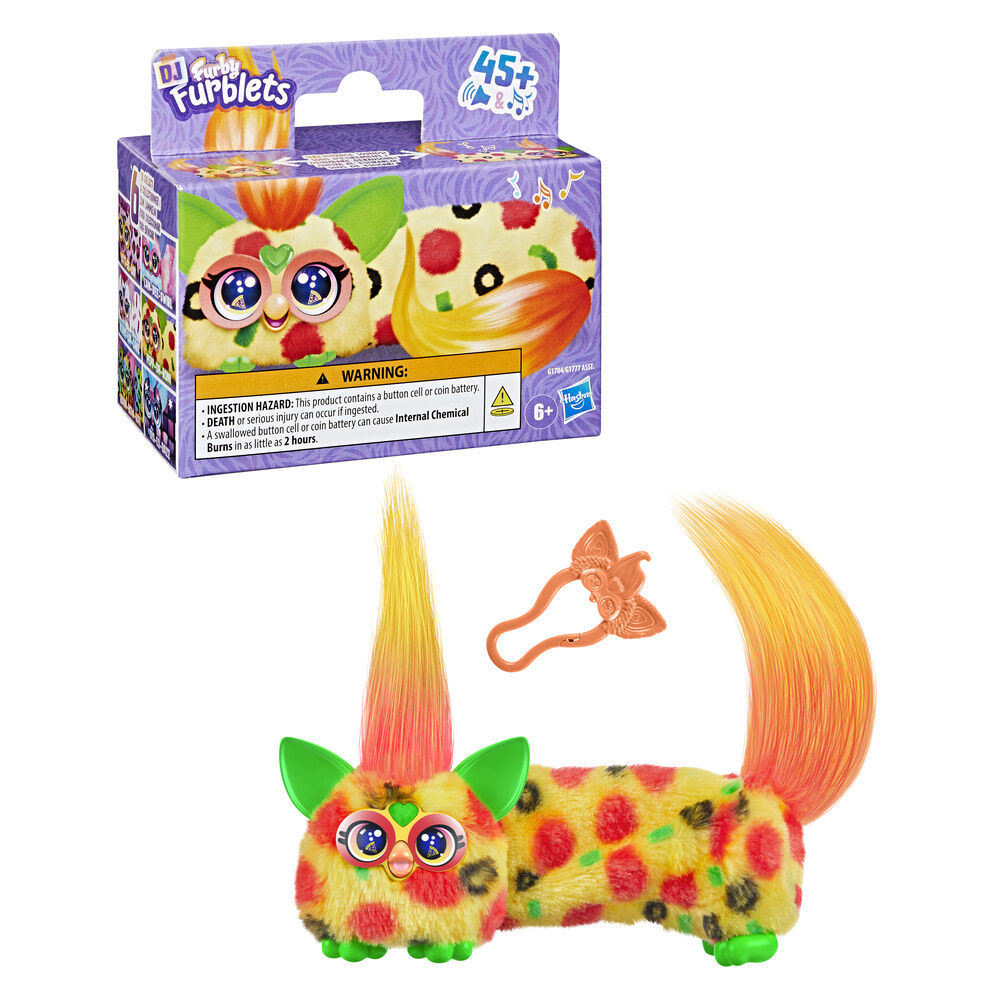 Mini Furby Pepp-Oh-Roni Furblet de peluche con estampado multicolor