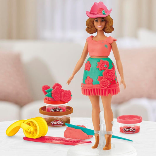 Set Barbie Play-Doh con muñeca, plastilina y accesorios para crear ropa y peinados - 4