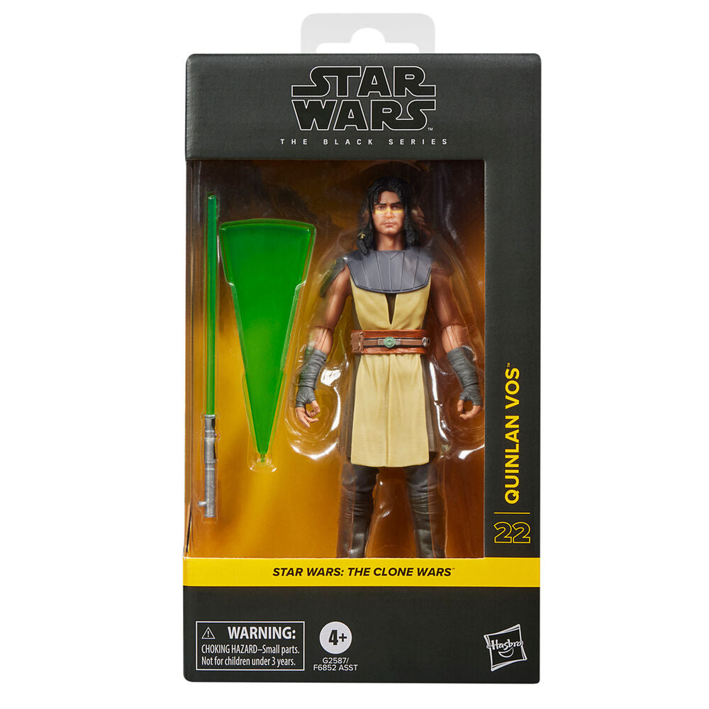 Figura articulada de Quinlan Vos de Star Wars The Clone Wars con sable de luz verde