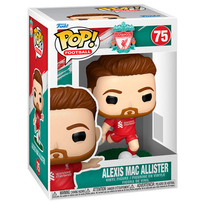 Figura Funko POP de Alexis Mac Allister con uniforme rojo del Liverpool y balón - 2