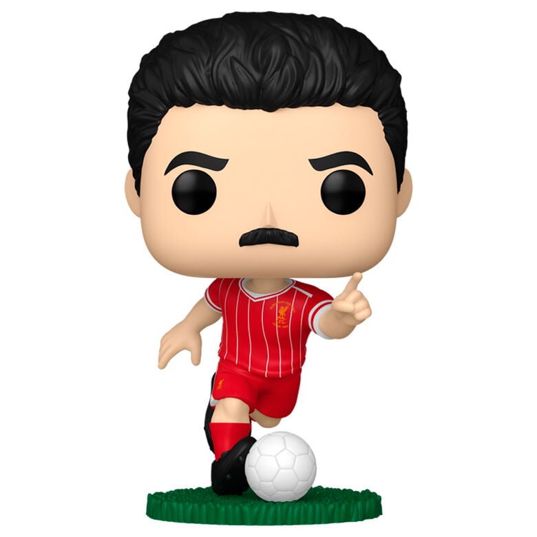 Figura Funko POP de Ian Rush con la camiseta roja del Liverpool y un balón