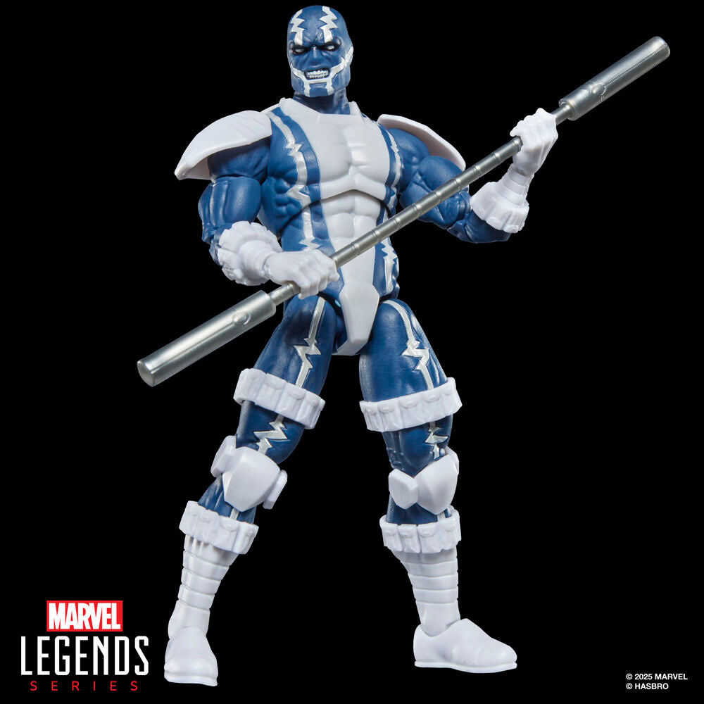 Figura articulada de Cardiac Spider-Man en azul y blanco con bastón Beta
