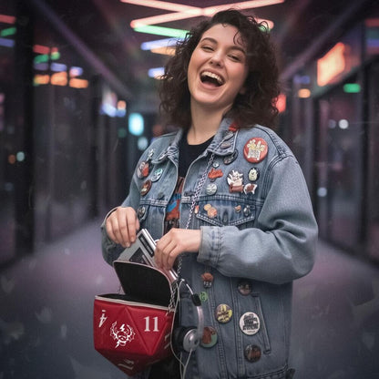 Bolso rojo acolchado de Stranger Things con cadena metálica - 3