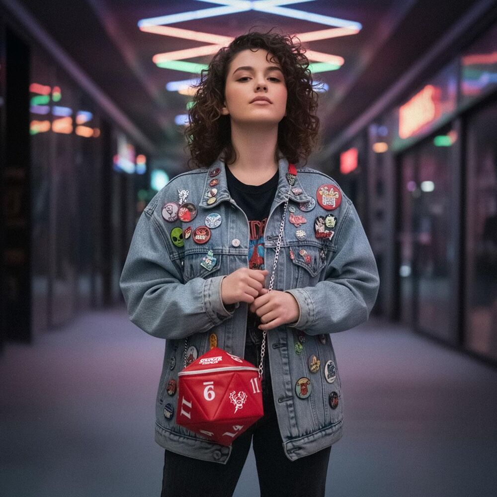 Bolso rojo acolchado de Stranger Things con cadena metálica - 5