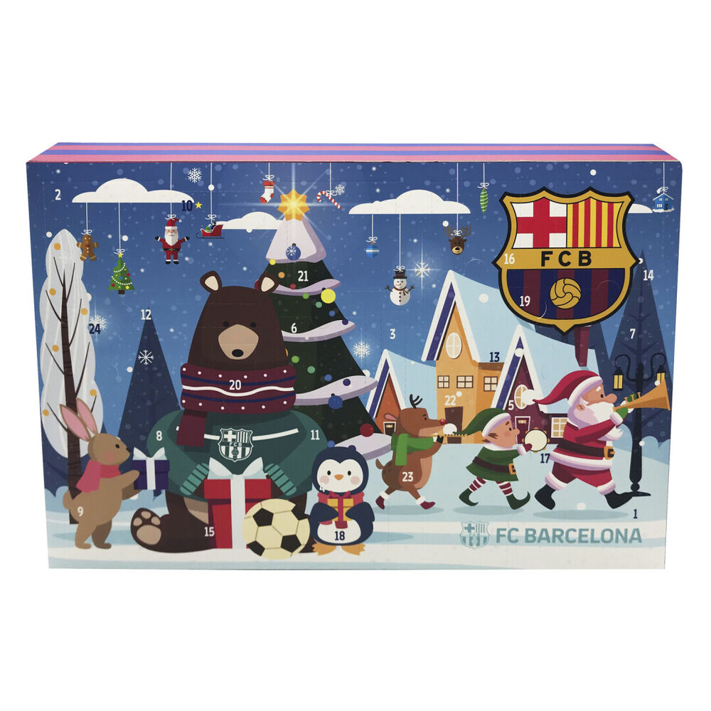 Calendario de Adviento del FC Barcelona con escena navideña