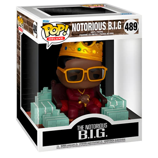 Figura FUNKO POP Deluxe de Notorious B.I.G. con corona y gafas naranjas