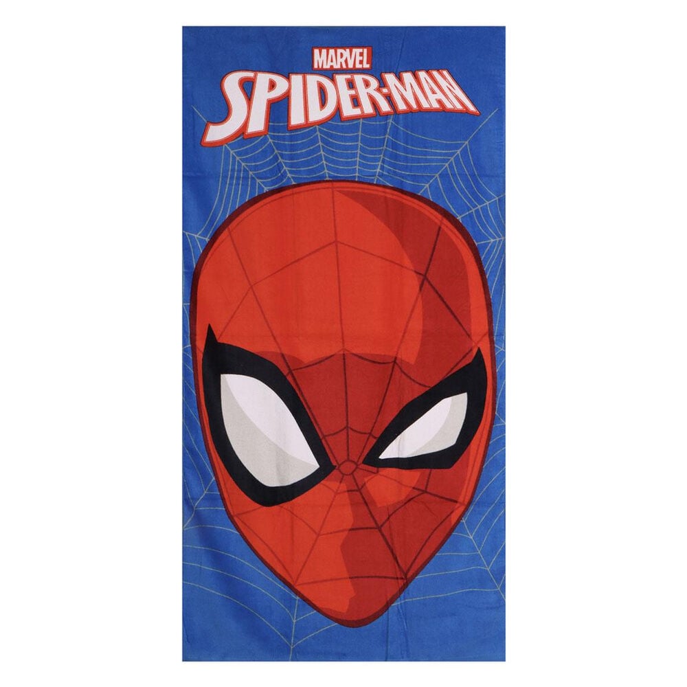 Toalla azul de algodón con máscara roja de Spider-Man y logotipo de Marvel
