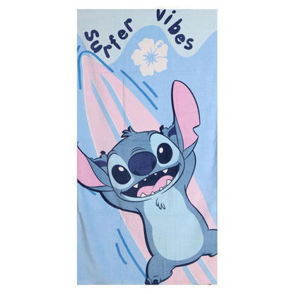 Toalla de baño Stitch Disney azul y rosa de 70 x 140 cm