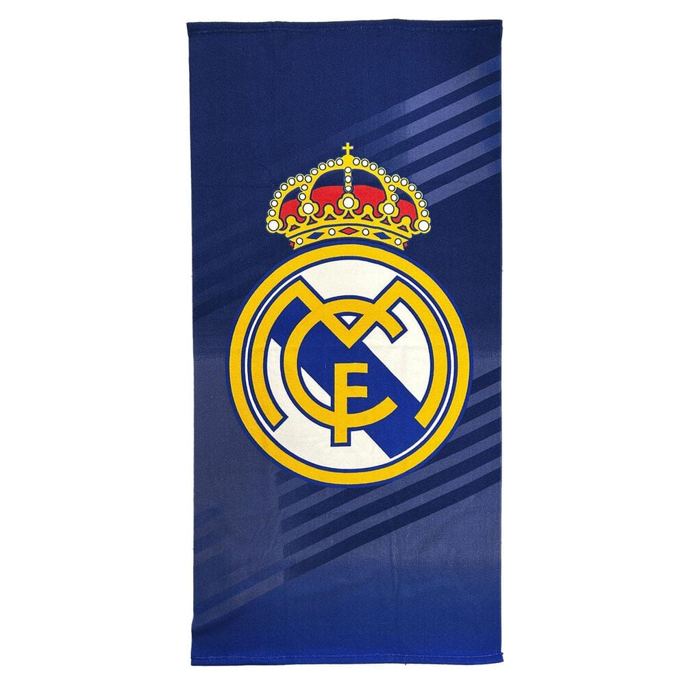 Toalla azul de microfibra del Real Madrid con escudo
