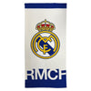 Toalla de microfibra del Real Madrid blanca y azul con escudo