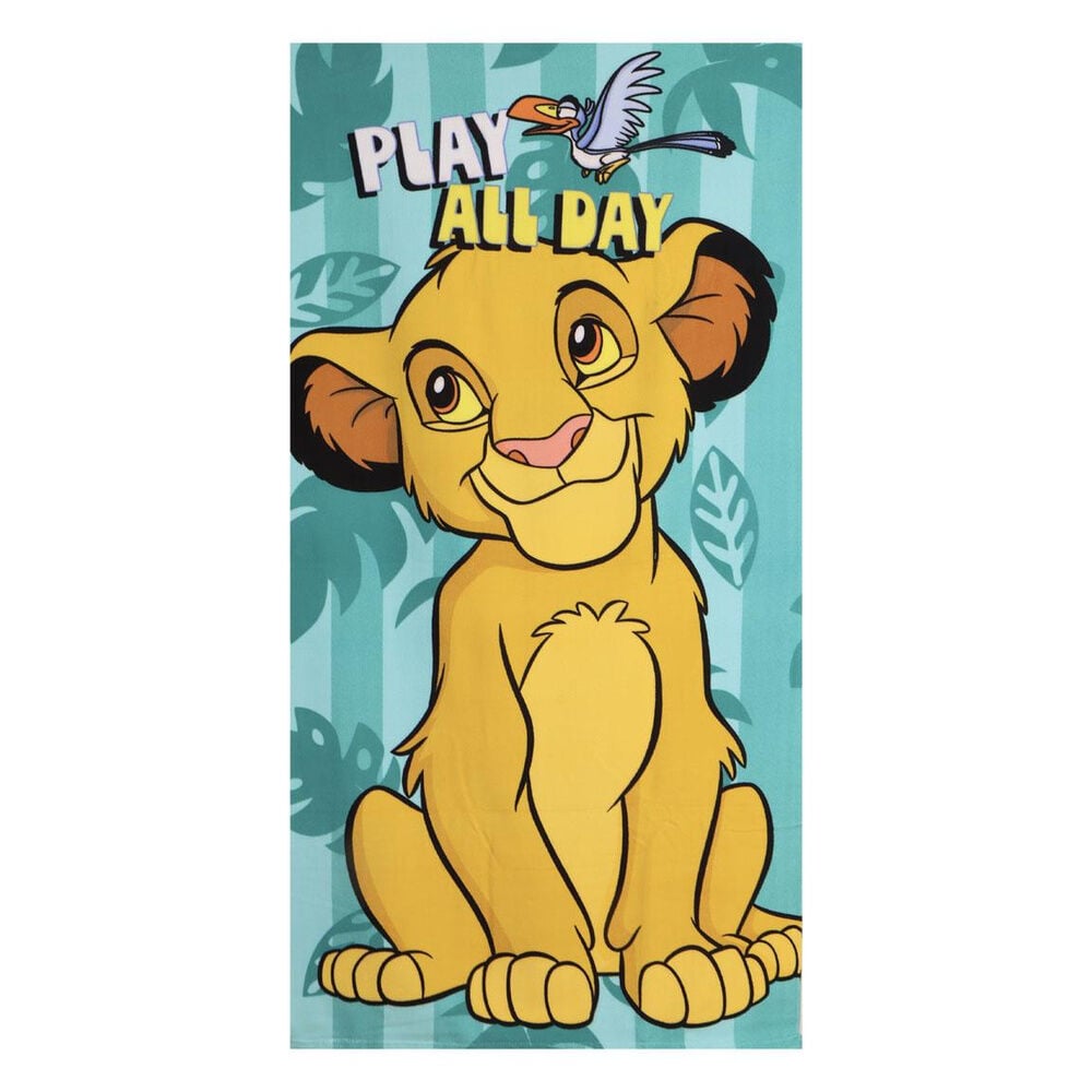 Toalla Disney de El Rey León con cachorro de león y fondo selvático