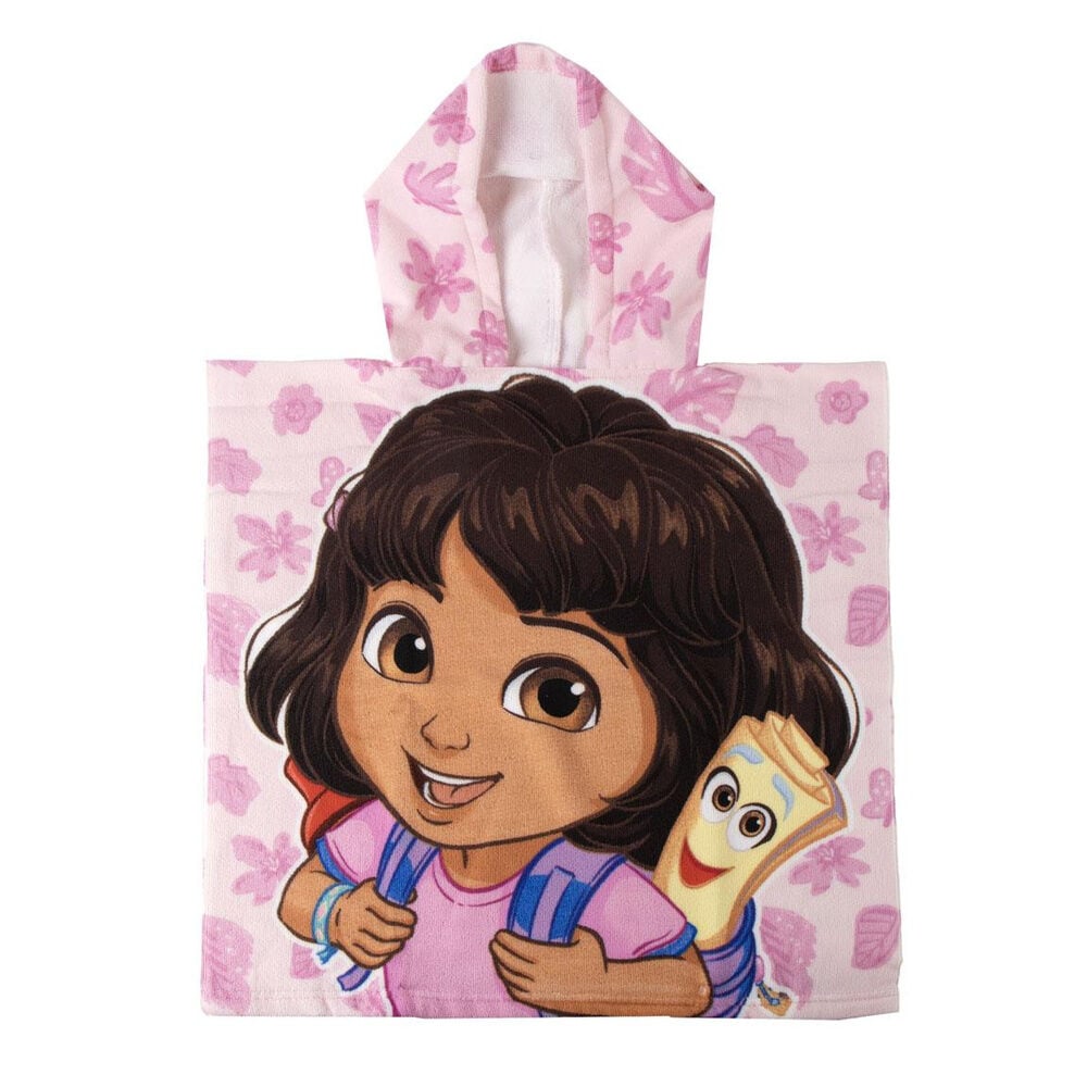Poncho toalla rosa de Dora la Exploradora con capucha