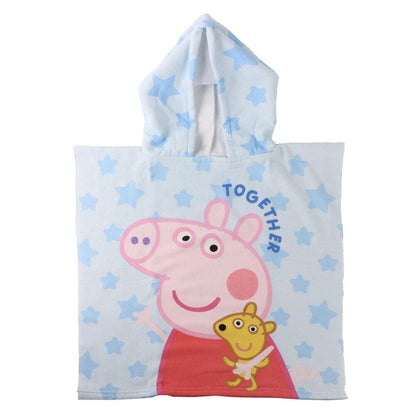 Poncho toalla Peppa Pig con capucha y estrellas azules
