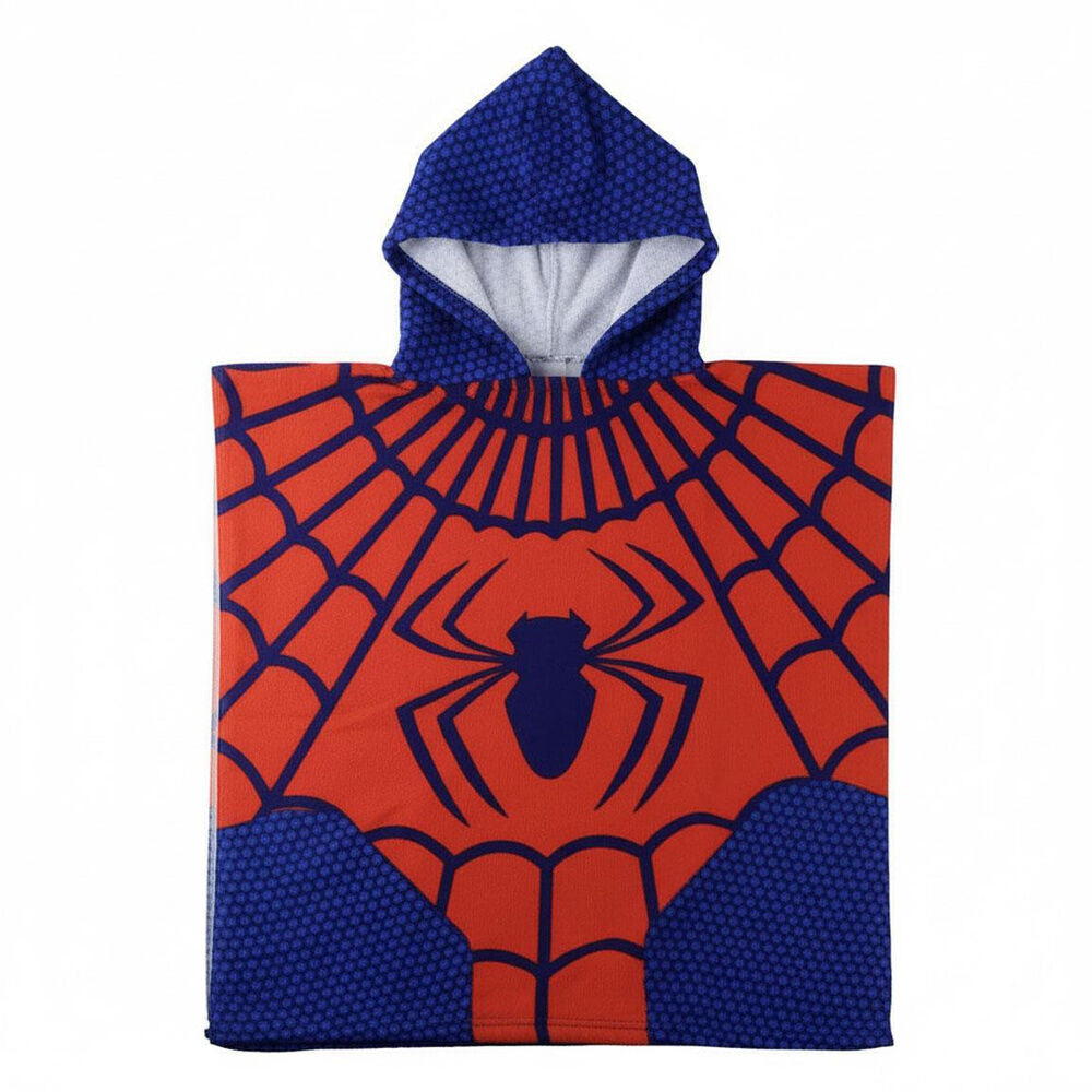 Poncho toalla Spiderman Marvel rojo y azul con capucha