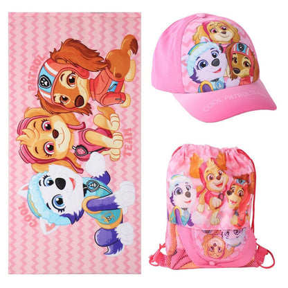 Set Paw Patrol rosa con toalla, saco y gorra