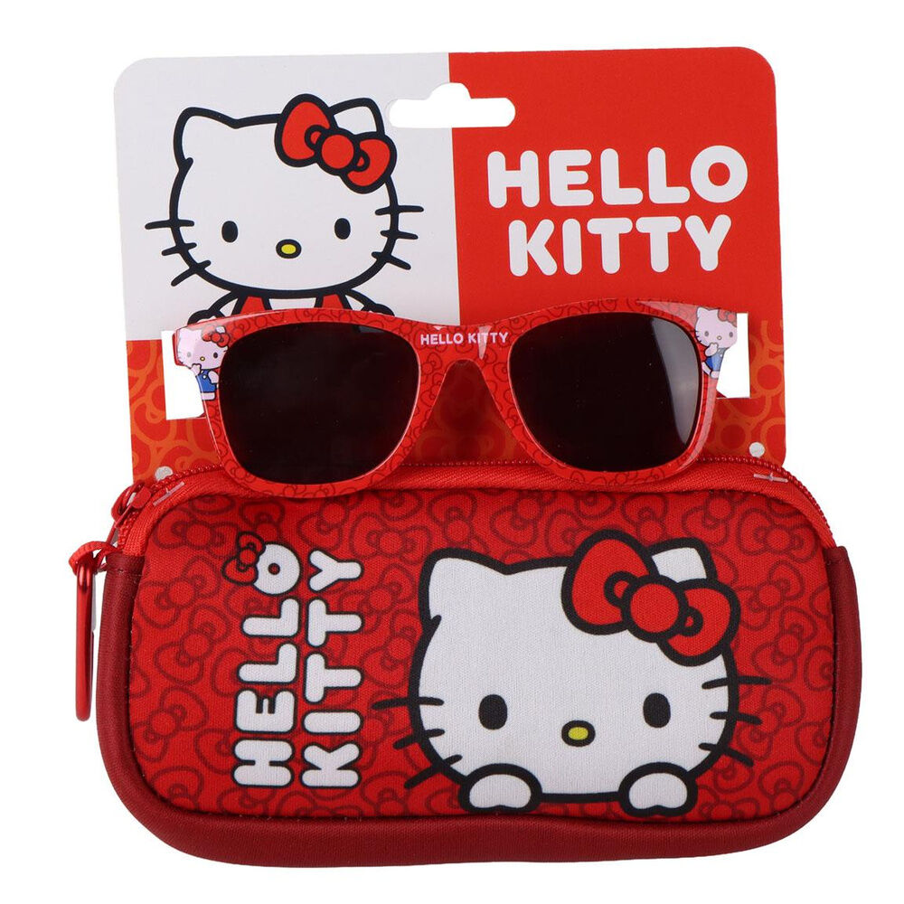 Gafas de sol rojas de Hello Kitty con funda a juego