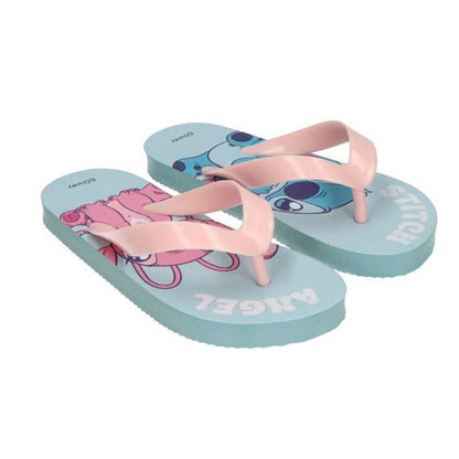 Chanclas infantiles Stitch Disney de EVA en verde agua y rosa