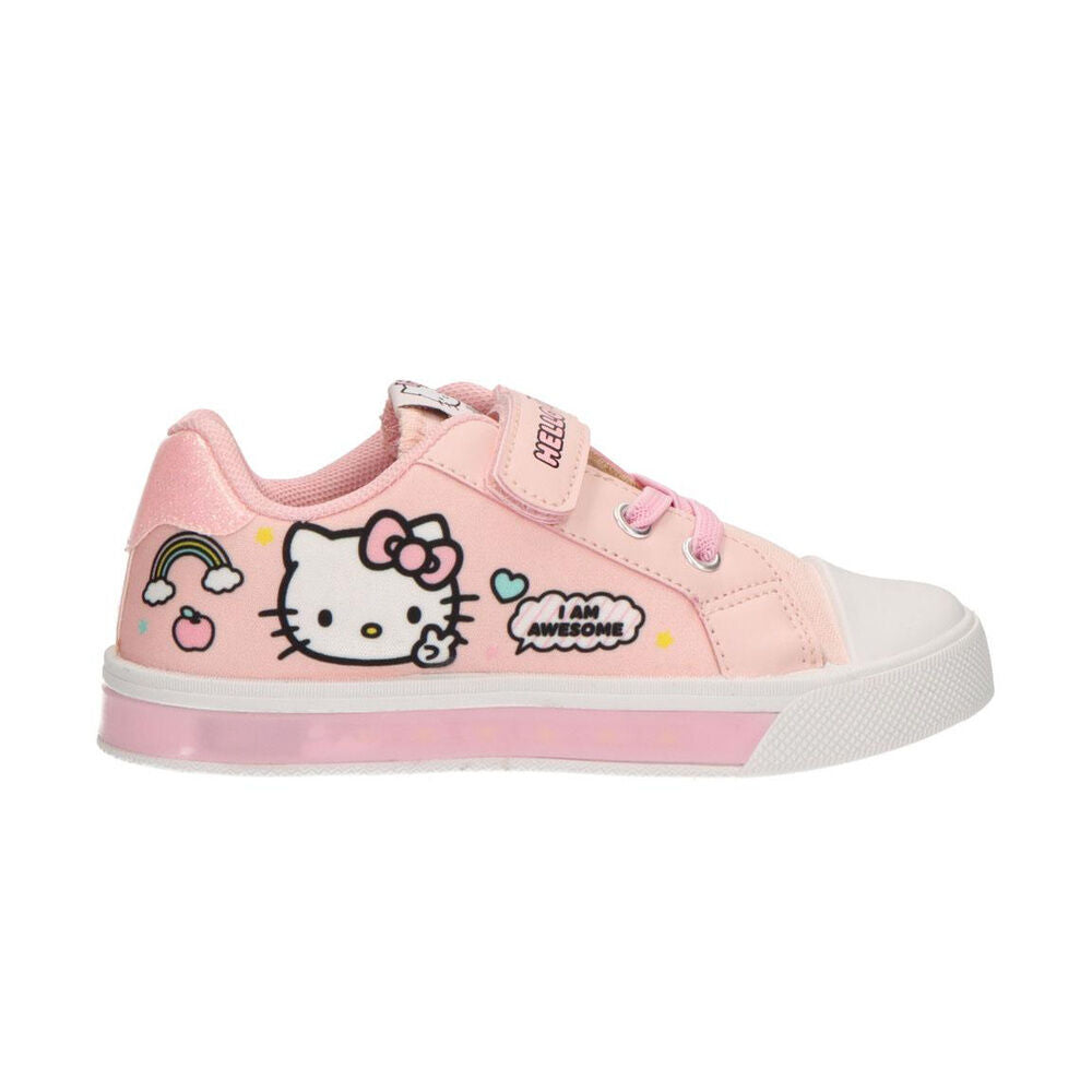 Zapatilla rosa de loneta con luces y diseño de Hello Kitty